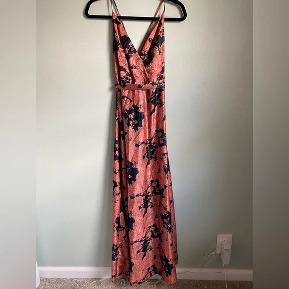 Lulus Tea Gardens Rusty Rose Floral Print Satin Maxi Dress - Picture 6 of 12